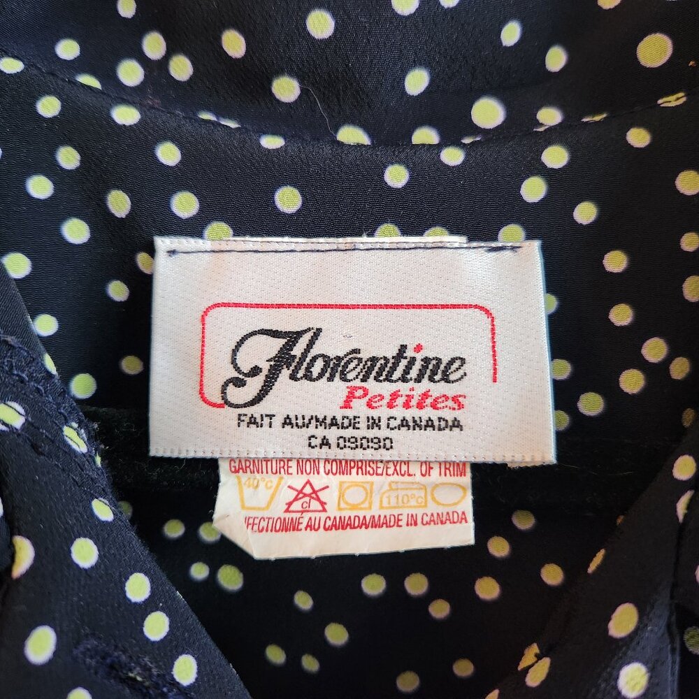 Vintage Navy Polka Dot Midi Dress Made in Canada - Sz 14 - Picture 8 of 11